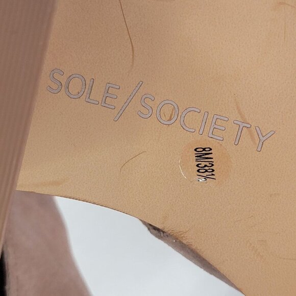 Sole Society Womens 8 So Tracy Leather Peep Toe Ankle Bootie Tan Neutral Casual - Picture 6 of 10